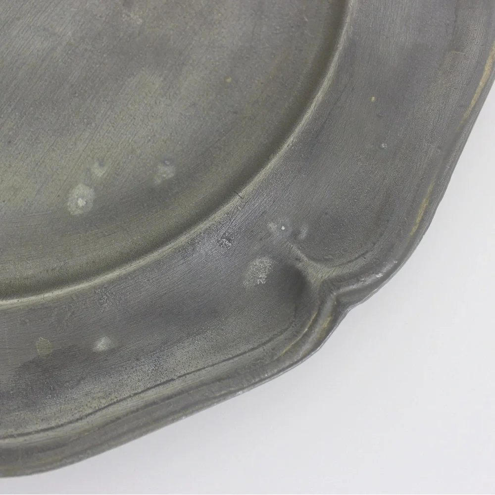Antique Pewter Plate 10.5” Tray or Dish Drinks, Food Styling, Photography Prop - Picture 4 of 8